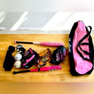 Rawlings Pink & Black Youth Baseball Set | Complete Kit + Bag